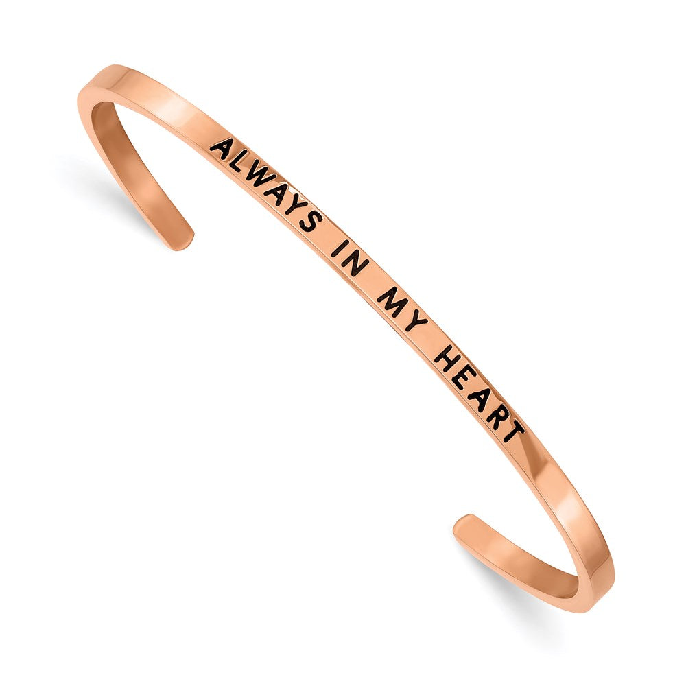Chisel Brand Jewelry, Stainless Steel Polished Rose IP with Enamel/Crystal IN MY HEART Bangle