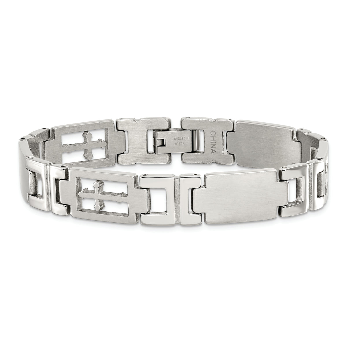 Chisel Brand Jewelry, Stainless Steel Cross 8.25in Bracelet