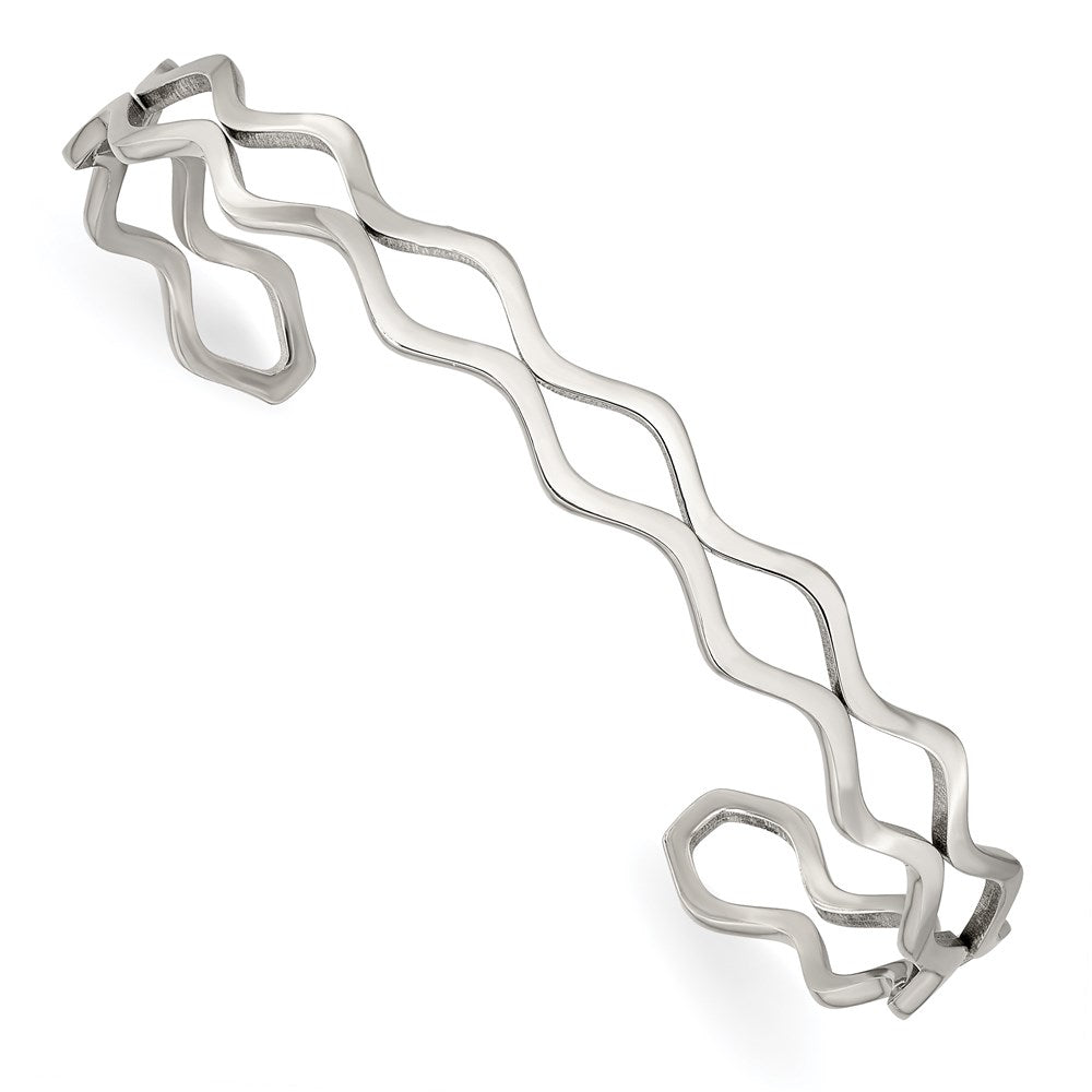 Chisel Brand Jewelry, Stainless Steel Polished Wavy Cuff Bangle