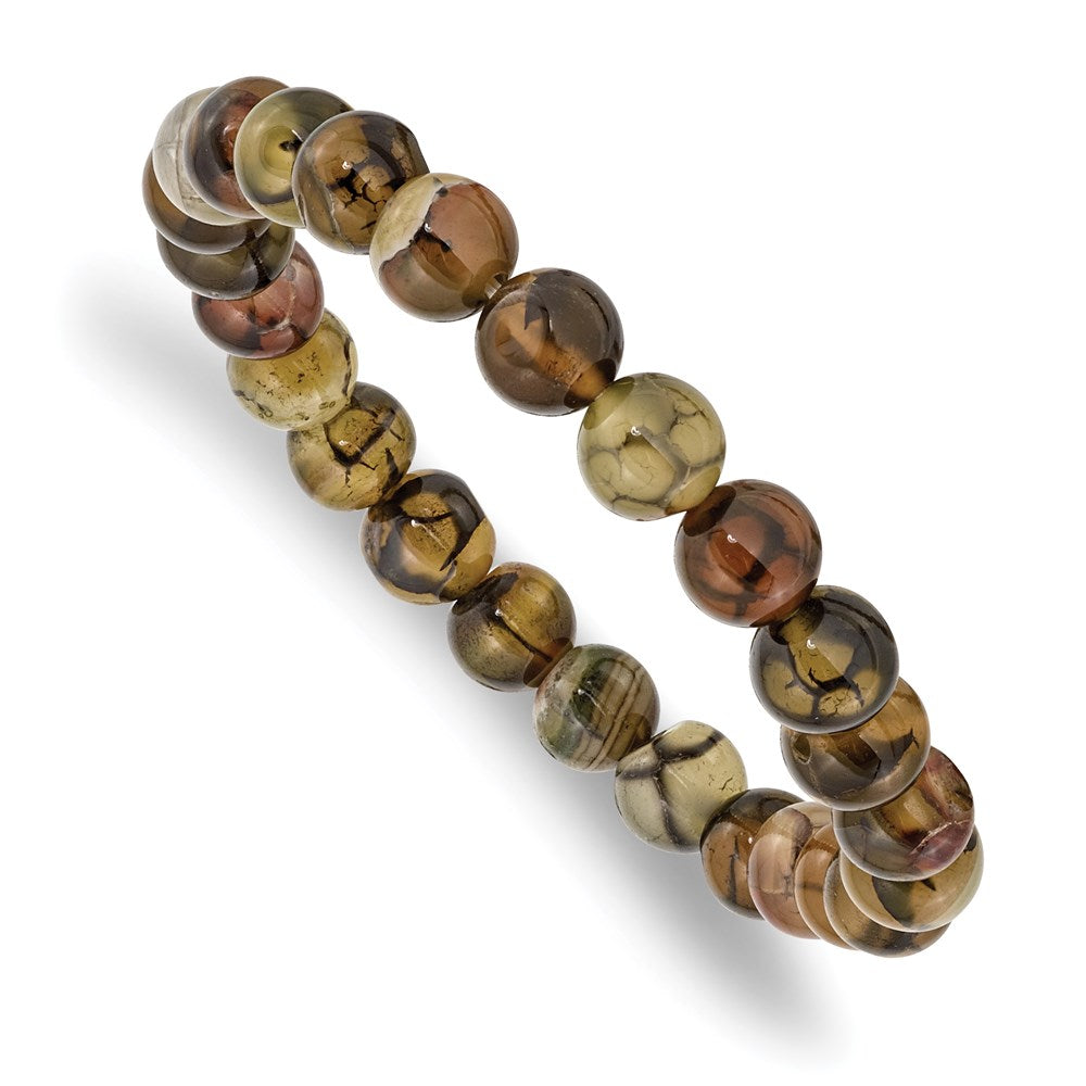 Chisel Brand Jewelry, Black and Yellow Agate Beaded Stretch Bracelet