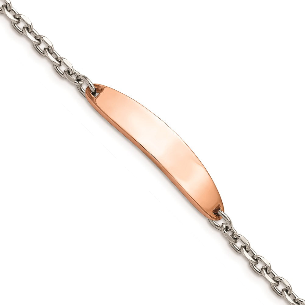 Chisel Brand Jewelry, Stainless Steel Polished Rose IP-plated 7in ID Bracelet