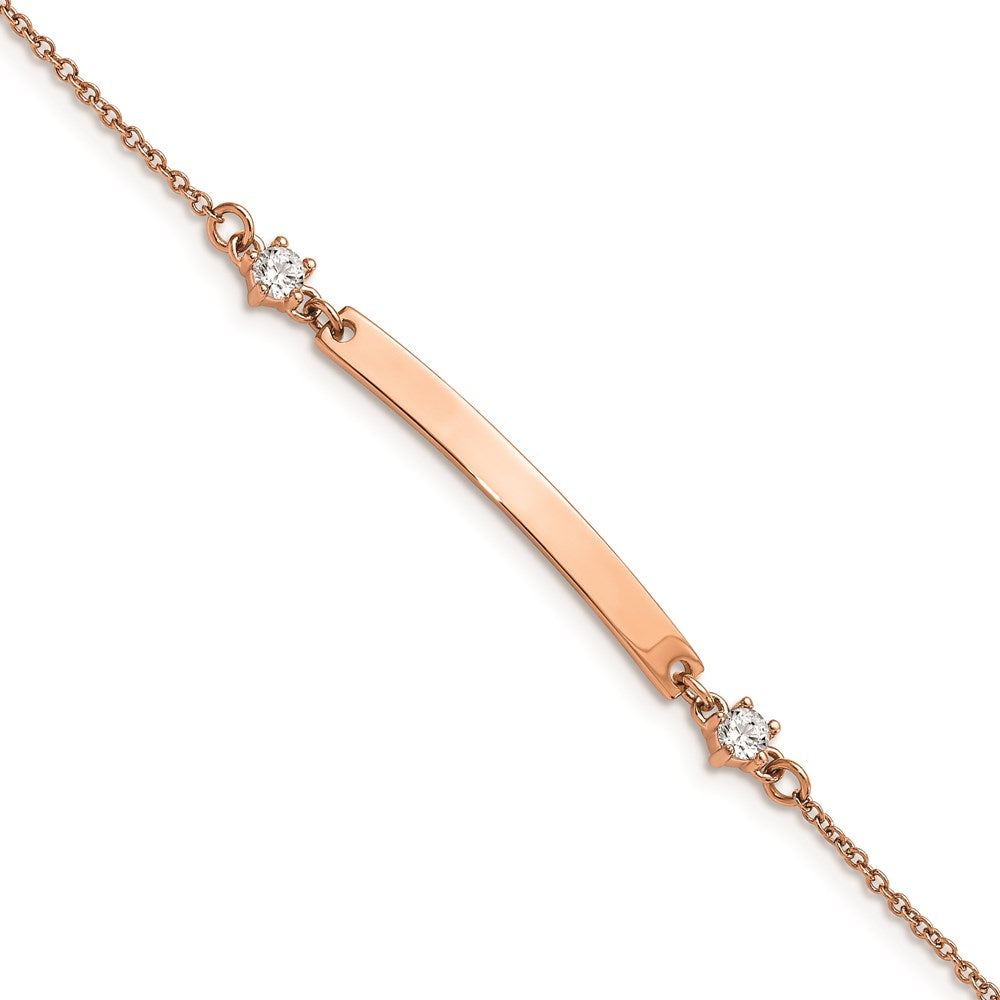 Chisel Brand Jewelry, Stainless Steel Polished Rose IP-plated with CZ Stars 7in Small ID Bracelet