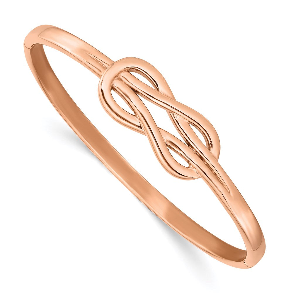 Chisel Brand Jewelry, Stainless Steel Polished Rose IP-plated Knot Hinged Bangle