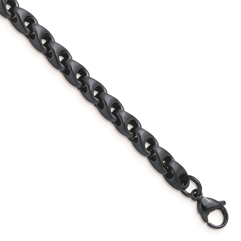 Chisel Brand Jewelry, Stainless Steel Brushed Dark Grey/Blue IP-plated 5.75mm 8.5in Bracelet
