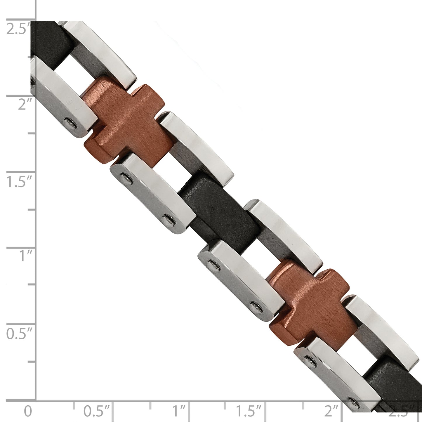 Chisel Brand Jewelry, Stainless Steel Brown & Black IP-plated 8.75in Men's Bracelet