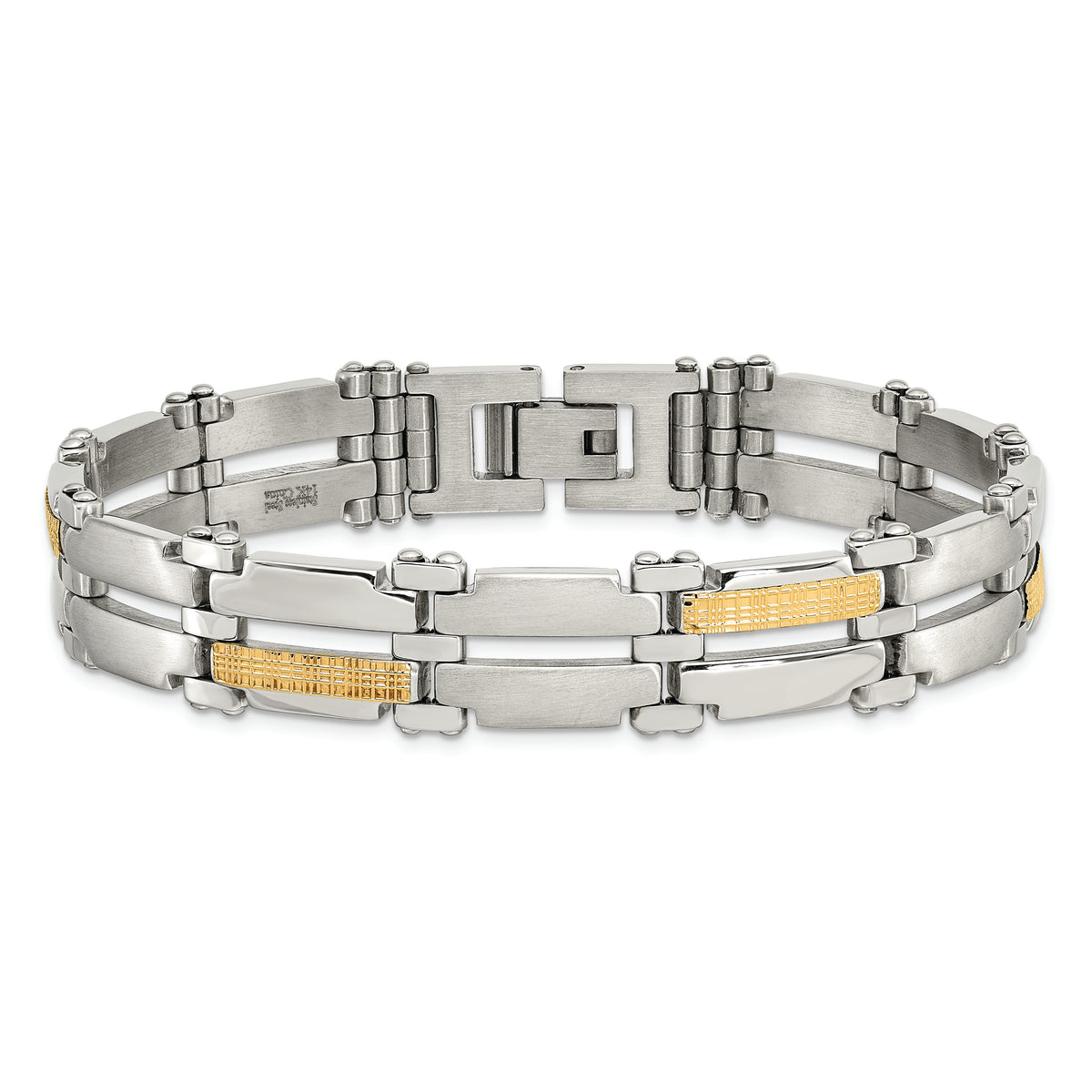 Chisel Brand Jewelry, Stainless Steel & 14K Brushed & Polished 8.5in Men's Bracelet