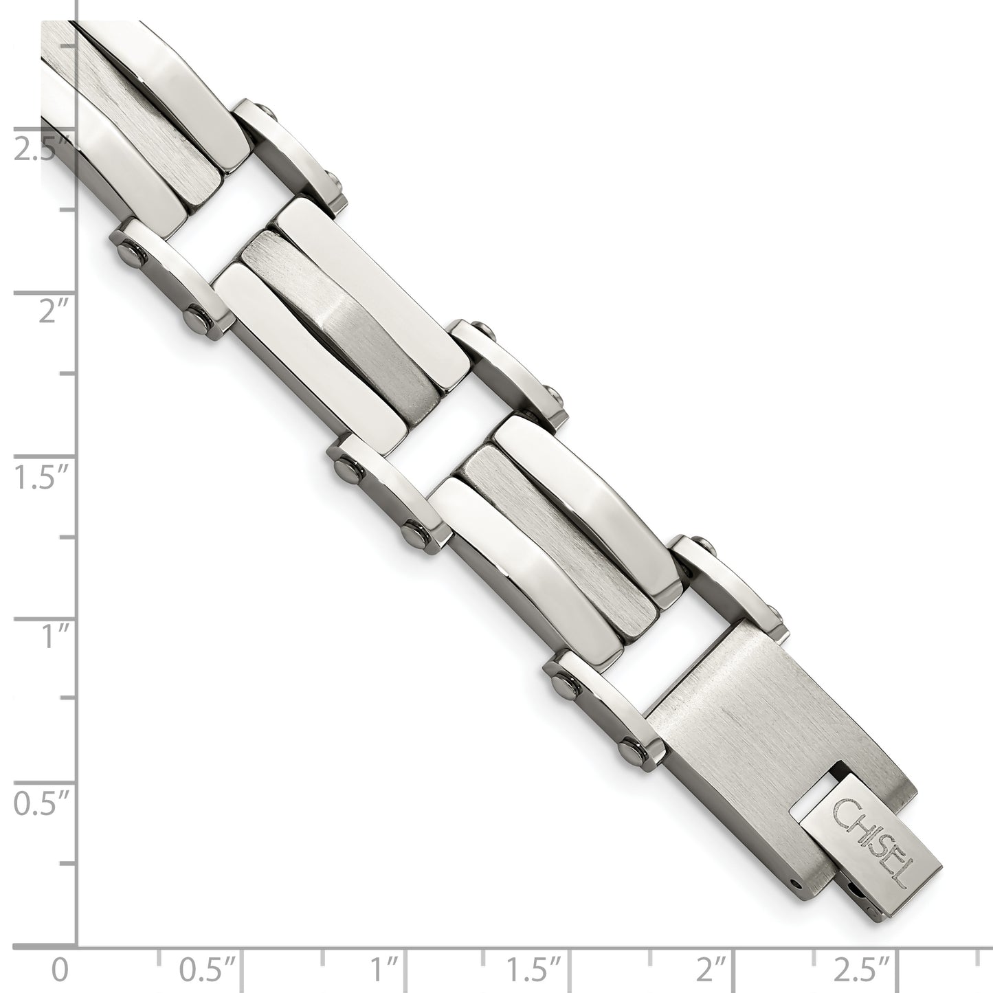 Chisel Brand Jewelry, Stainless Steel Brushed & Polished 8.5in Men's Bracelet