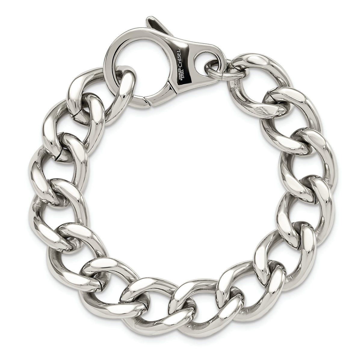 Chisel Brand Jewelry, Stainless Steel Polished Large Link 8.5in Men's Bracelet