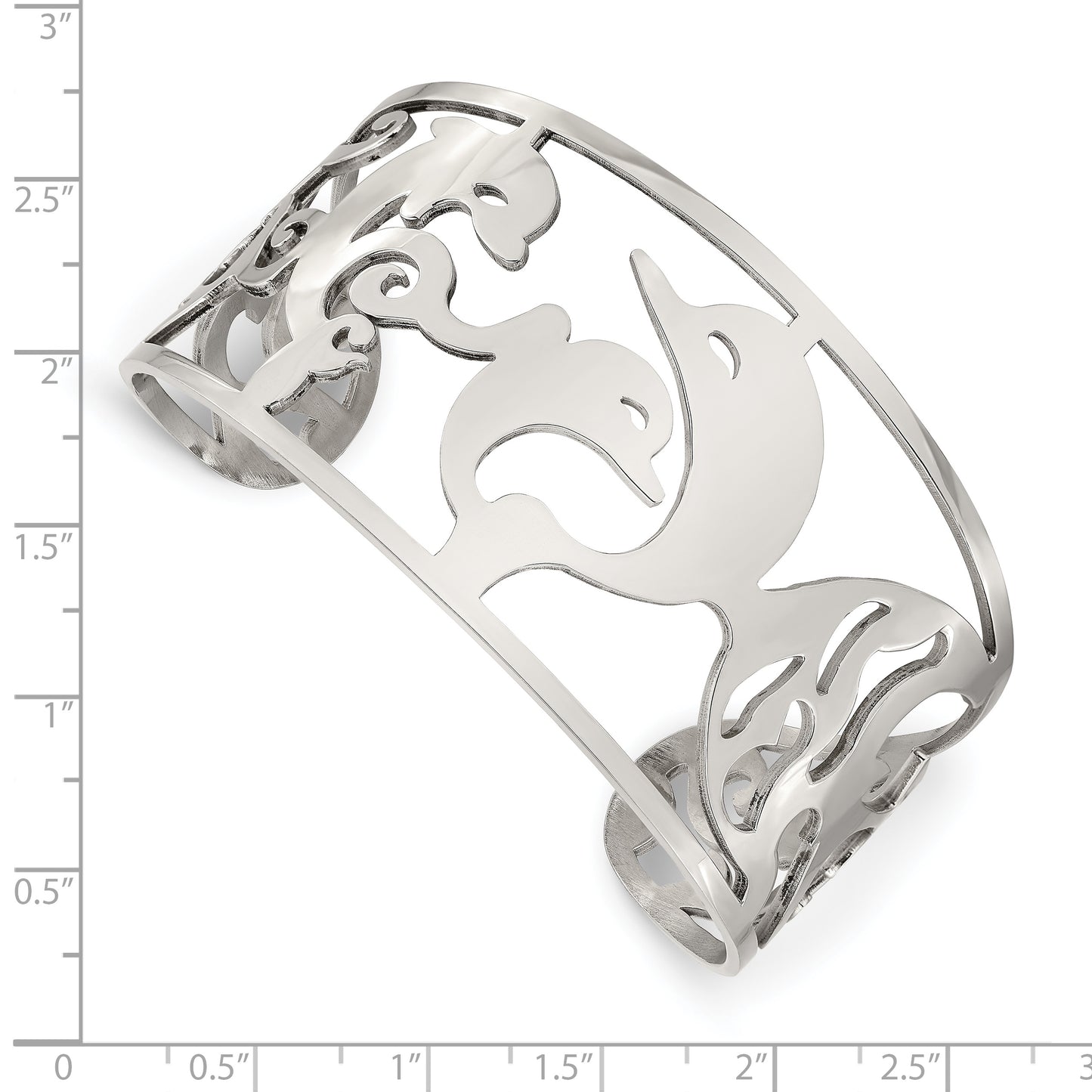 Chisel Brand Jewelry, Stainless Steel Dolphins Cuff Bangle