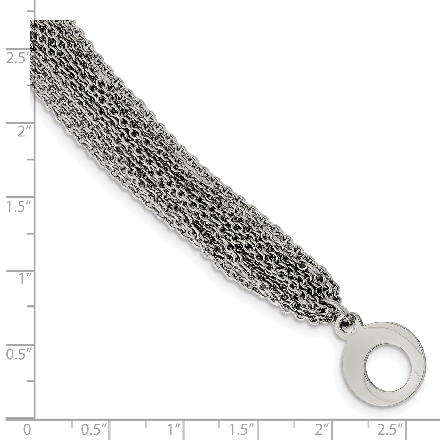 Chisel Brand Jewelry, Stainless Steel Multiple Row of Chain 7.5in Toggle Bracelet
