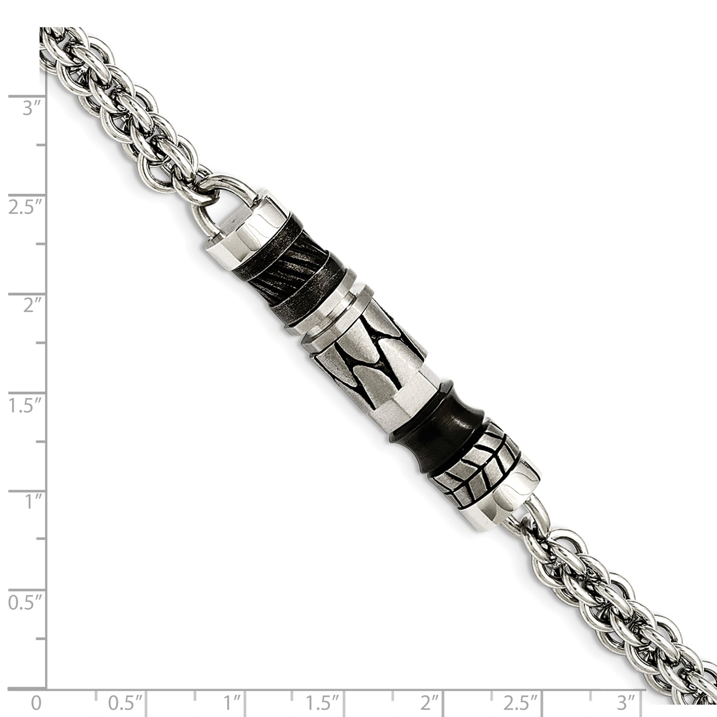 Chisel Brand Jewelry, Stainless Steel Moveable Pieces Antiqued 8.25in Men's Bracelet