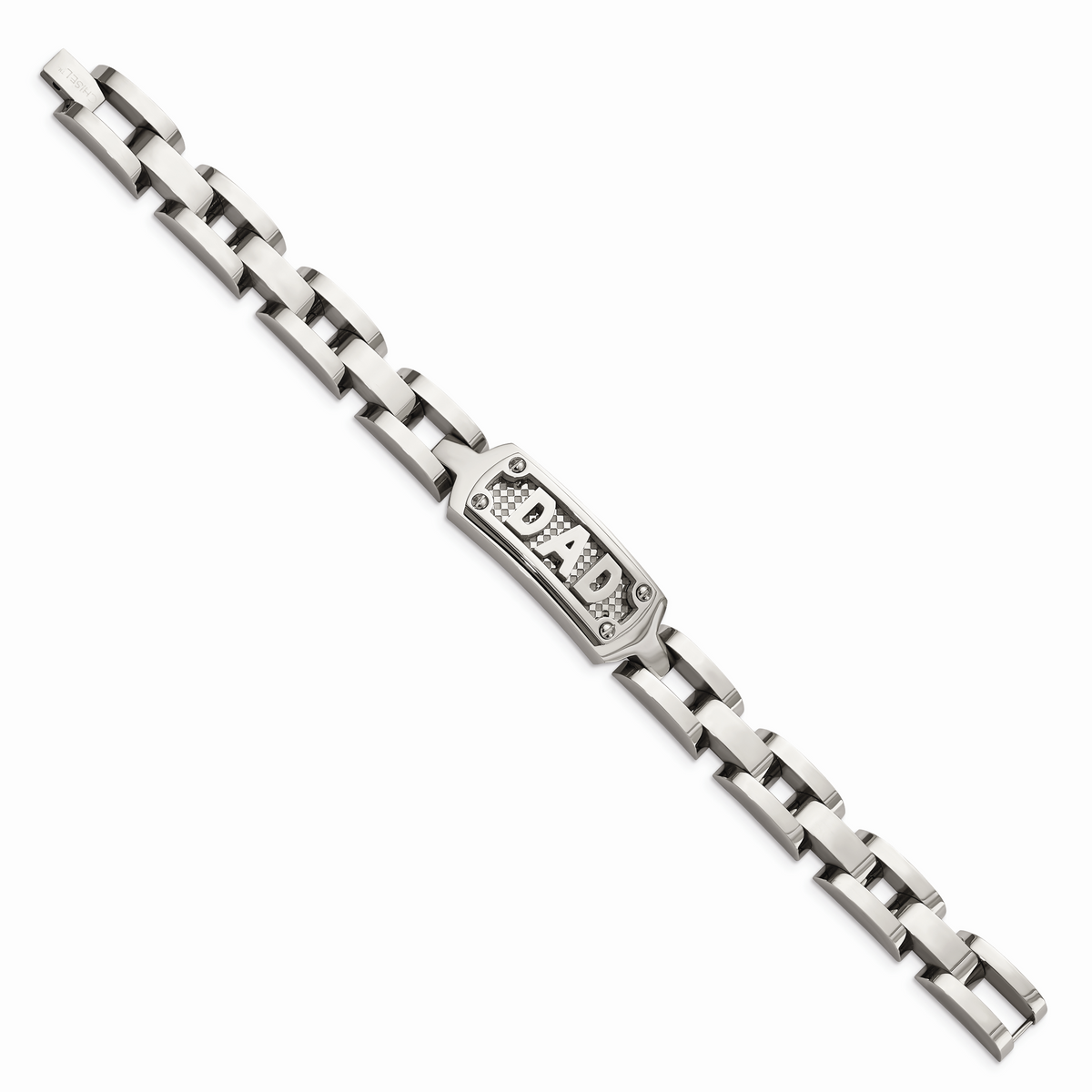 Chisel Brand Jewelry, Stainless Steel Polished & Textured Dad Men's Bracelet