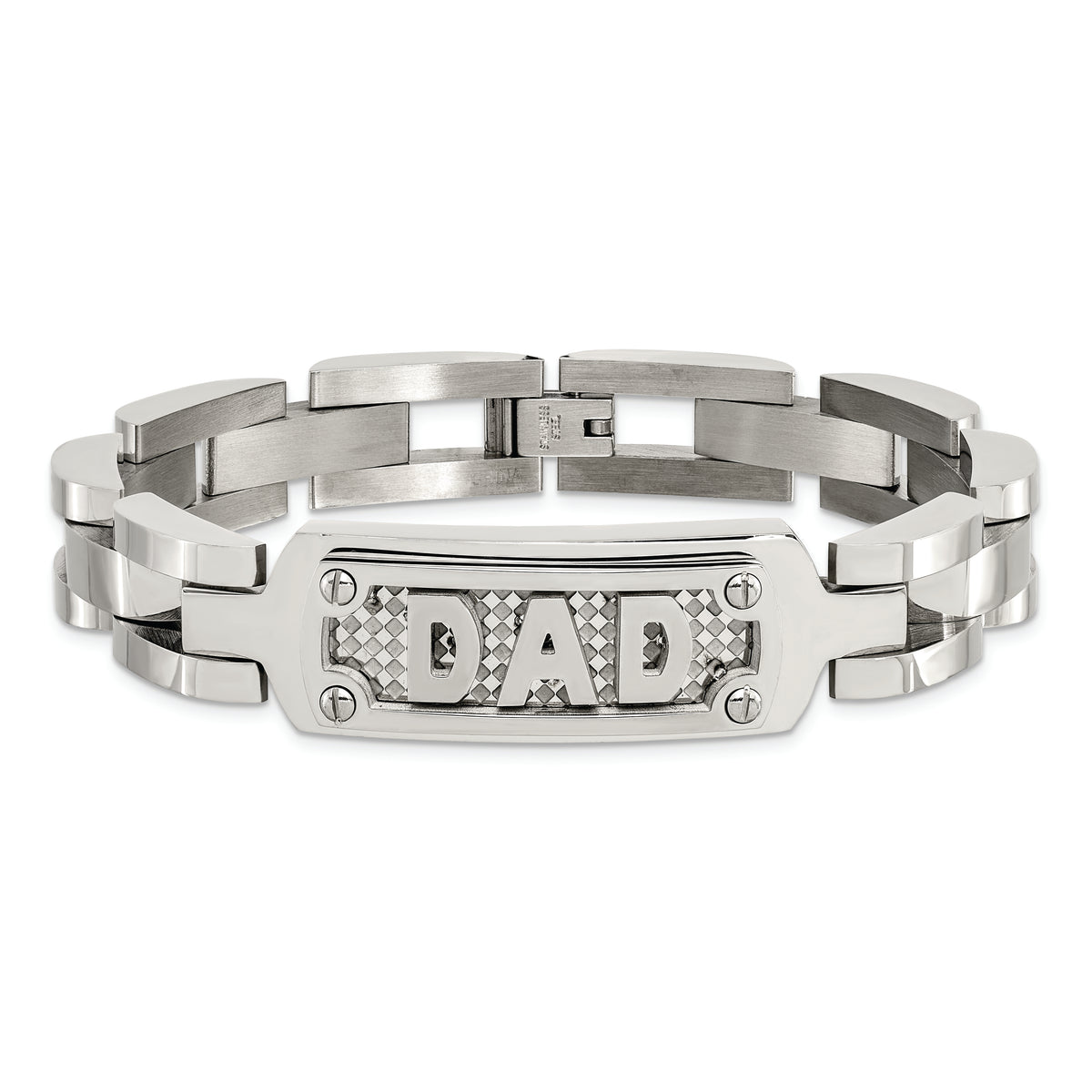Chisel Brand Jewelry, Stainless Steel Polished & Textured Dad Men's Bracelet