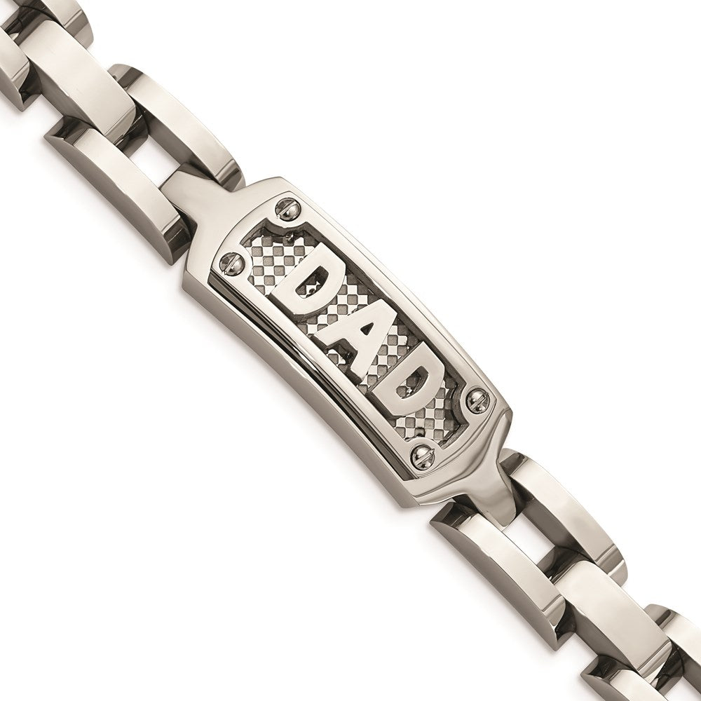 Chisel Brand Jewelry, Stainless Steel Polished & Textured Dad Men's Bracelet