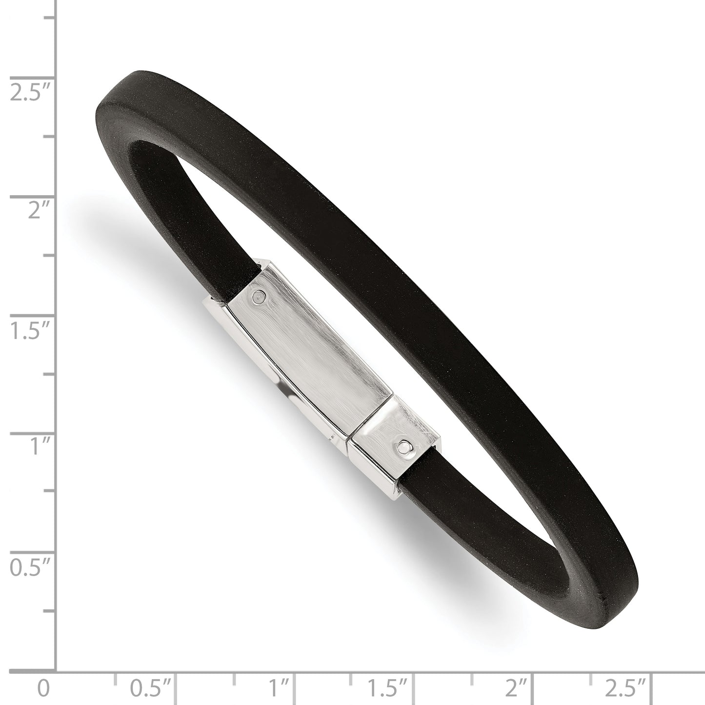 Chisel Brand Jewelry, Stainless Steel Black Rubber 8.5in Bracelet