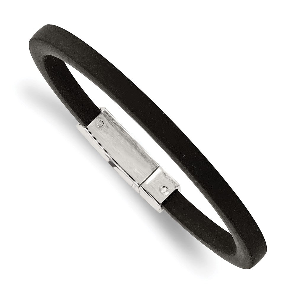 Pulsera de acero inoxidable y caucho negro de 8.5 pulgadas, marca Chisel