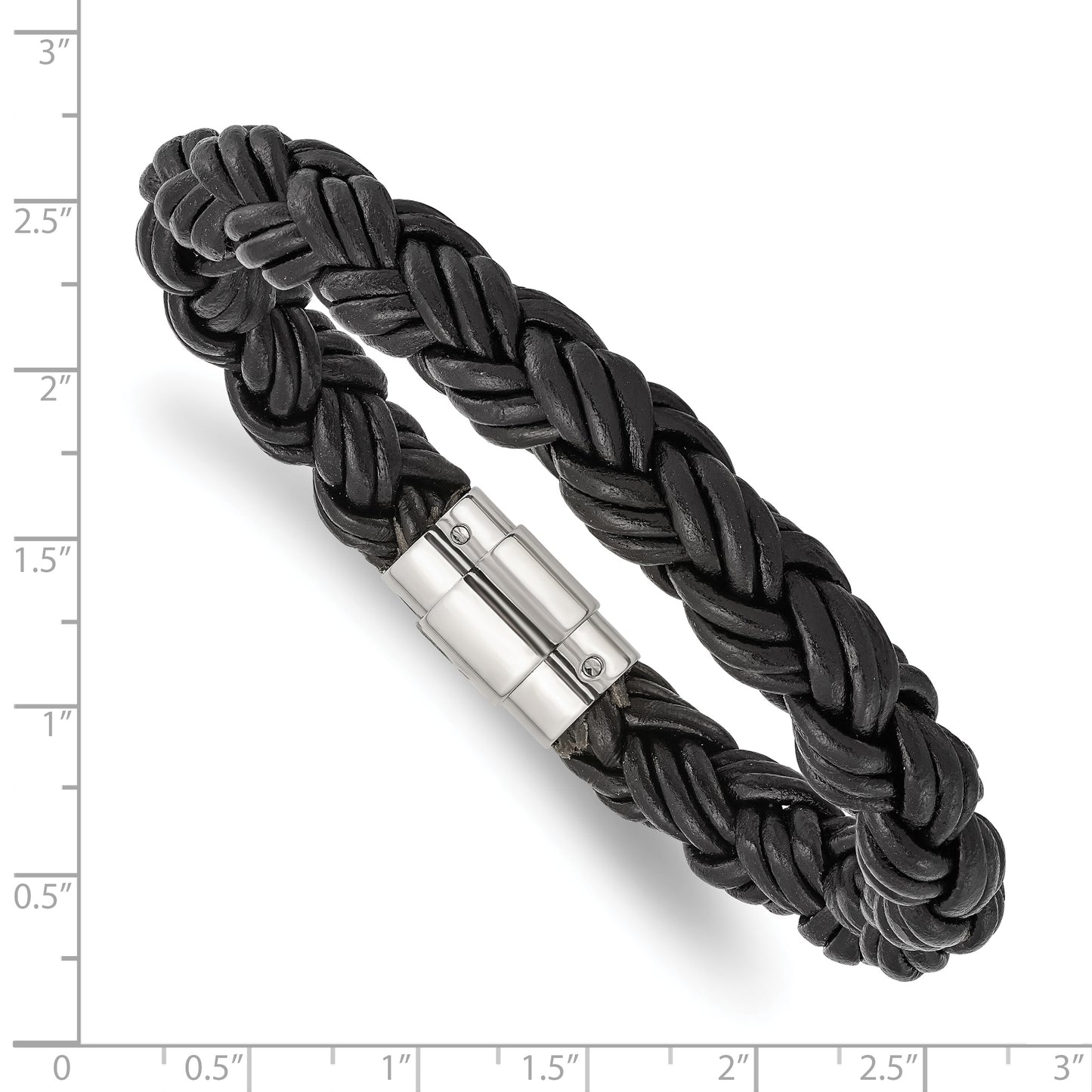 Chisel Brand Jewelry, Stainless Steel Black Leather Bracelet
