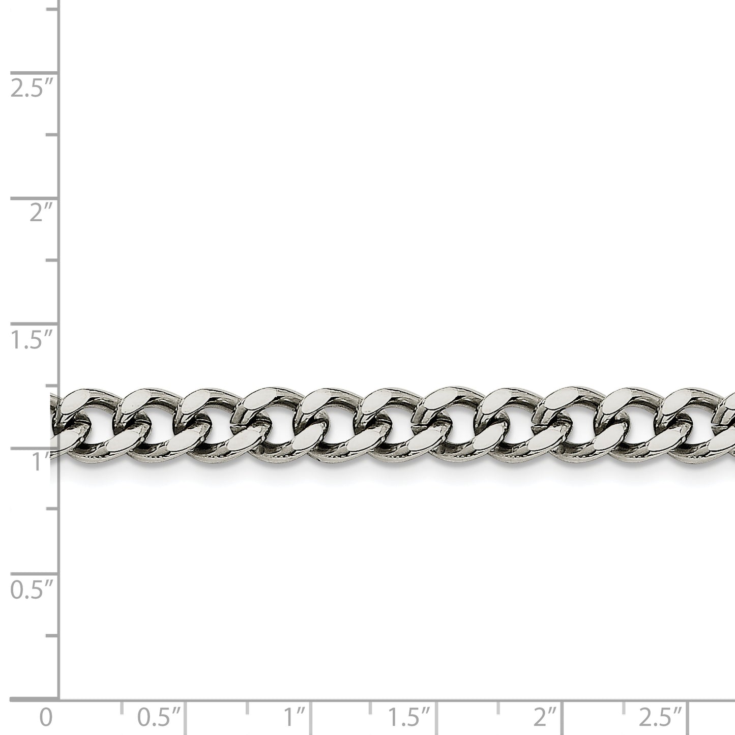 Chisel Brand Jewelry, Stainless Steel 7.5mm 8in Curb Chain