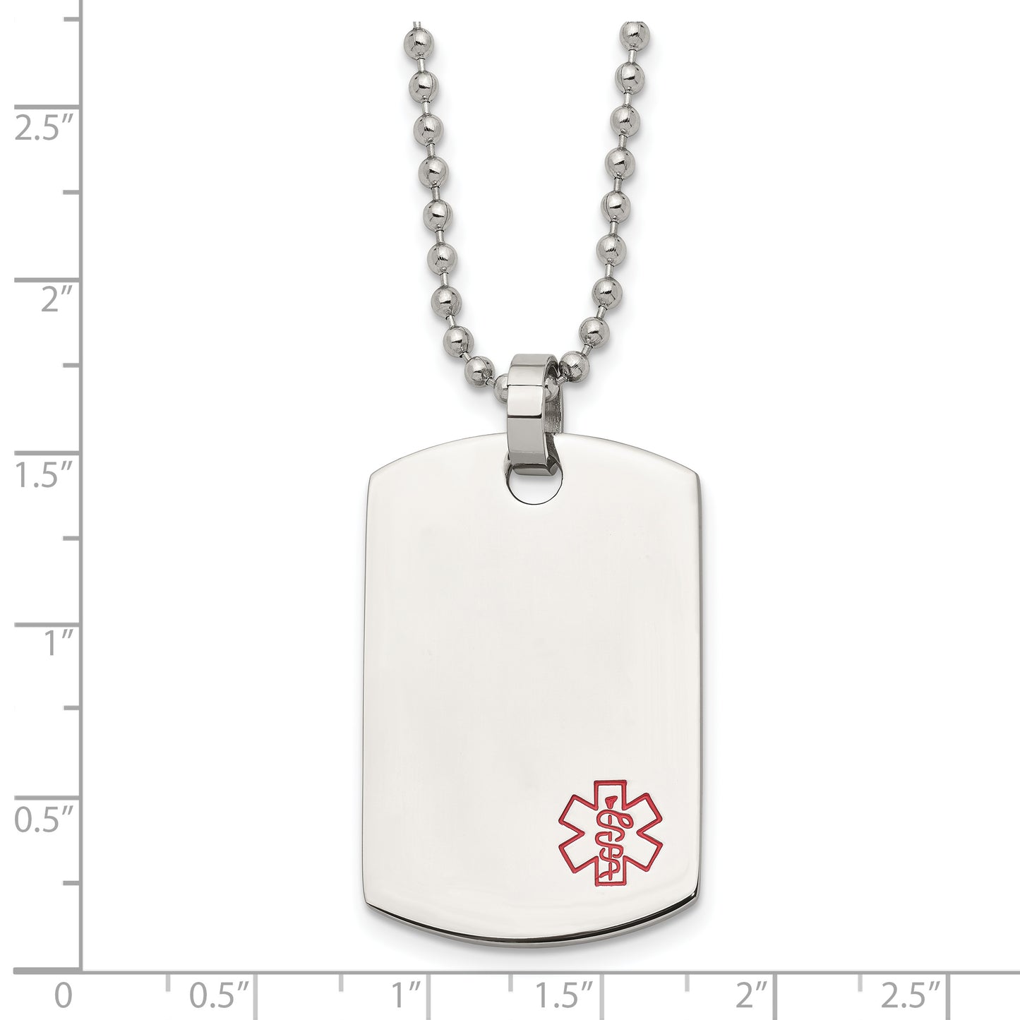 Chisel Brand Jewelry, Stainless Steel Dog Tag Medical Pendant Necklace