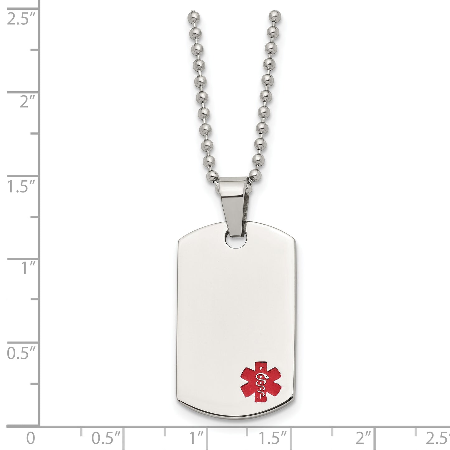 Chisel Brand Jewelry, Stainless Steel Small Dog Tag Medical Pendant Necklace