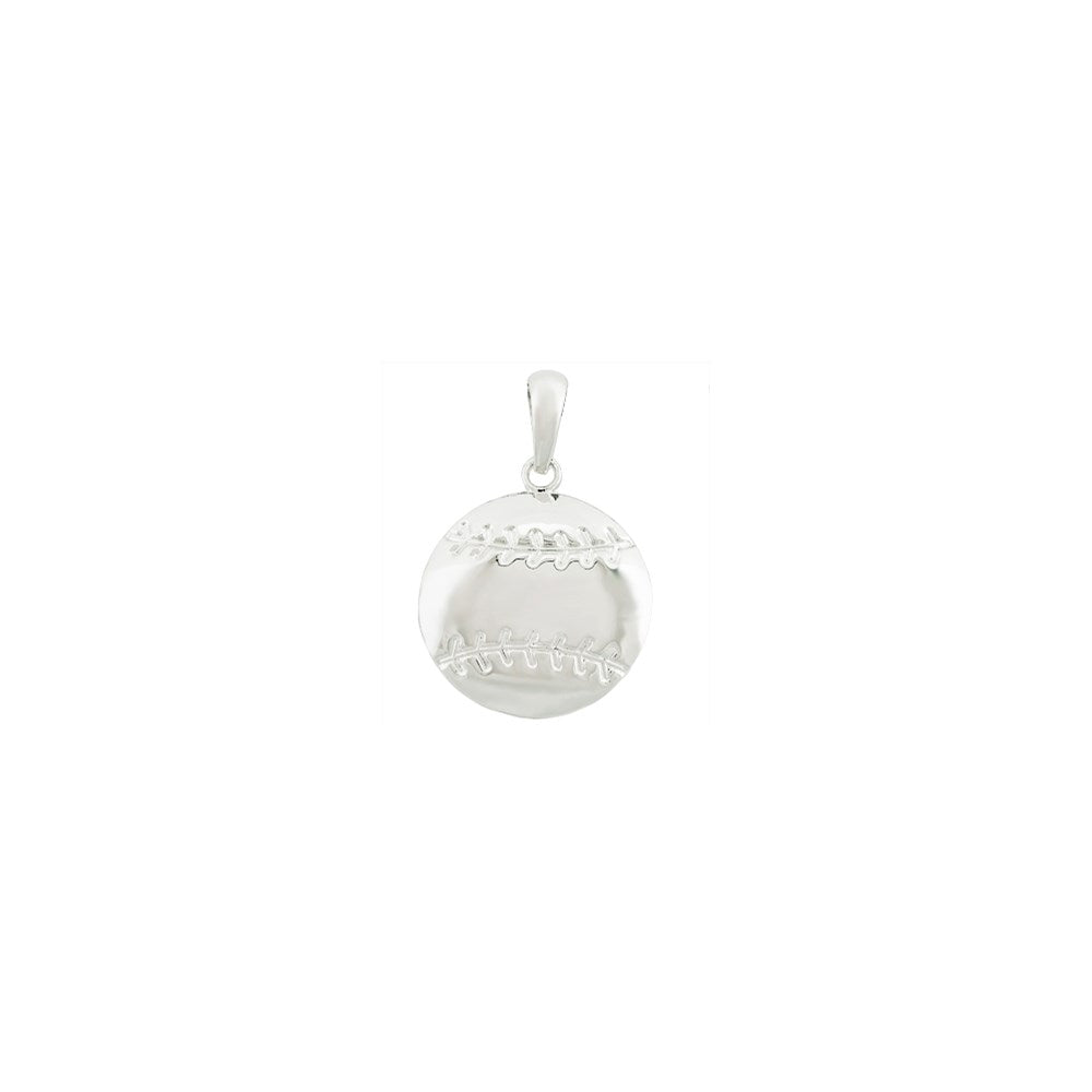 Million Charms 925 Sterling Silver Sports Charm Pendant, Baseball Pendant, 2-D & Textured Rhodium
