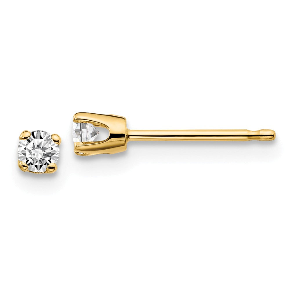 Million Charms 14k Yellow Gold .15ct. I2 K-L Diamond Stud Push-on Post Earrings, 2.7mm x 2.7mm