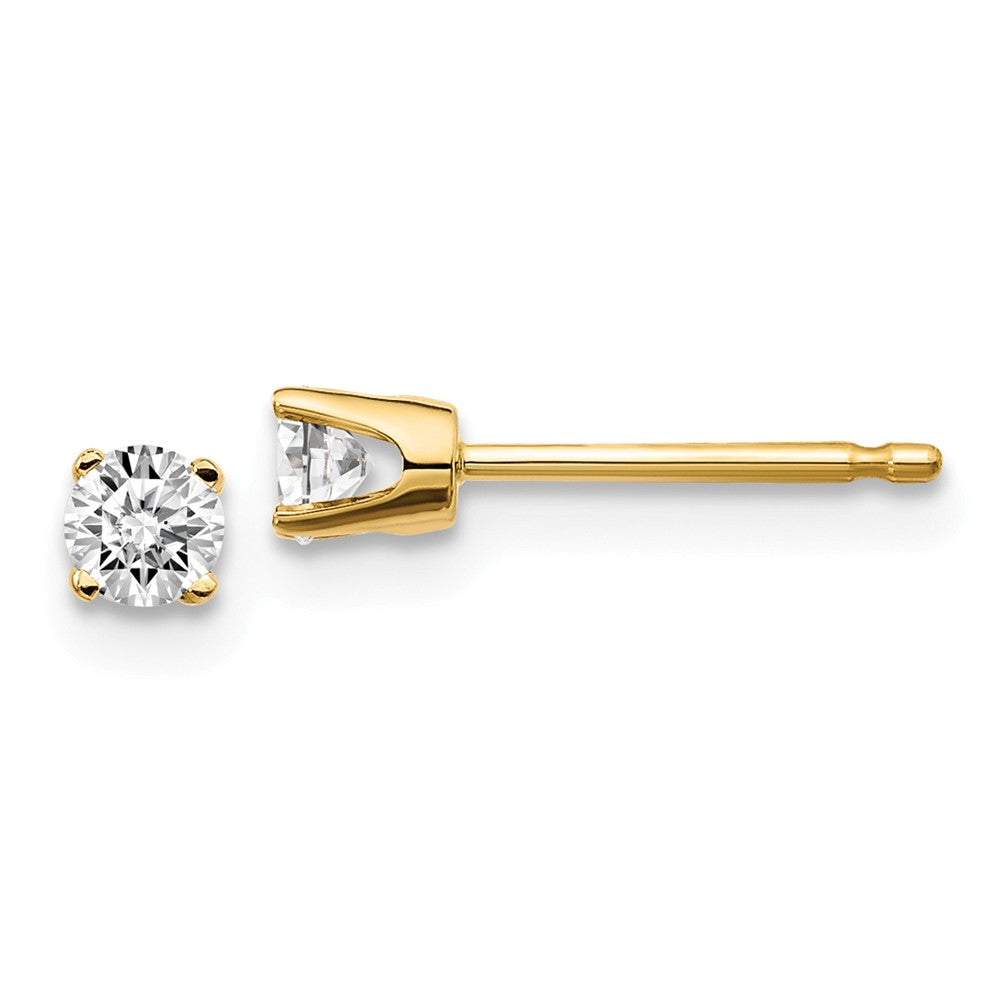 Million Charms 14k Yellow Gold .20ct. I2 K-L Diamond Stud Push-on Post Earrings, 3mm x 3mm