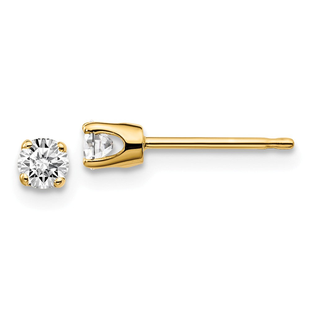Million Charms 14k Yellow Gold .25ct. I2 K-L Diamond Stud Push-on Post Earrings, 3.2mm x 3.2mm
