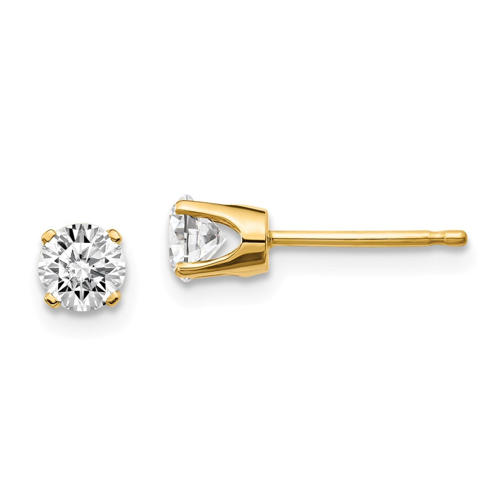 Million Charms 14k Yellow Gold .60ct. I2 K-L Diamond Stud Push-on Post Earrings, 4.3mm x 4.3mm