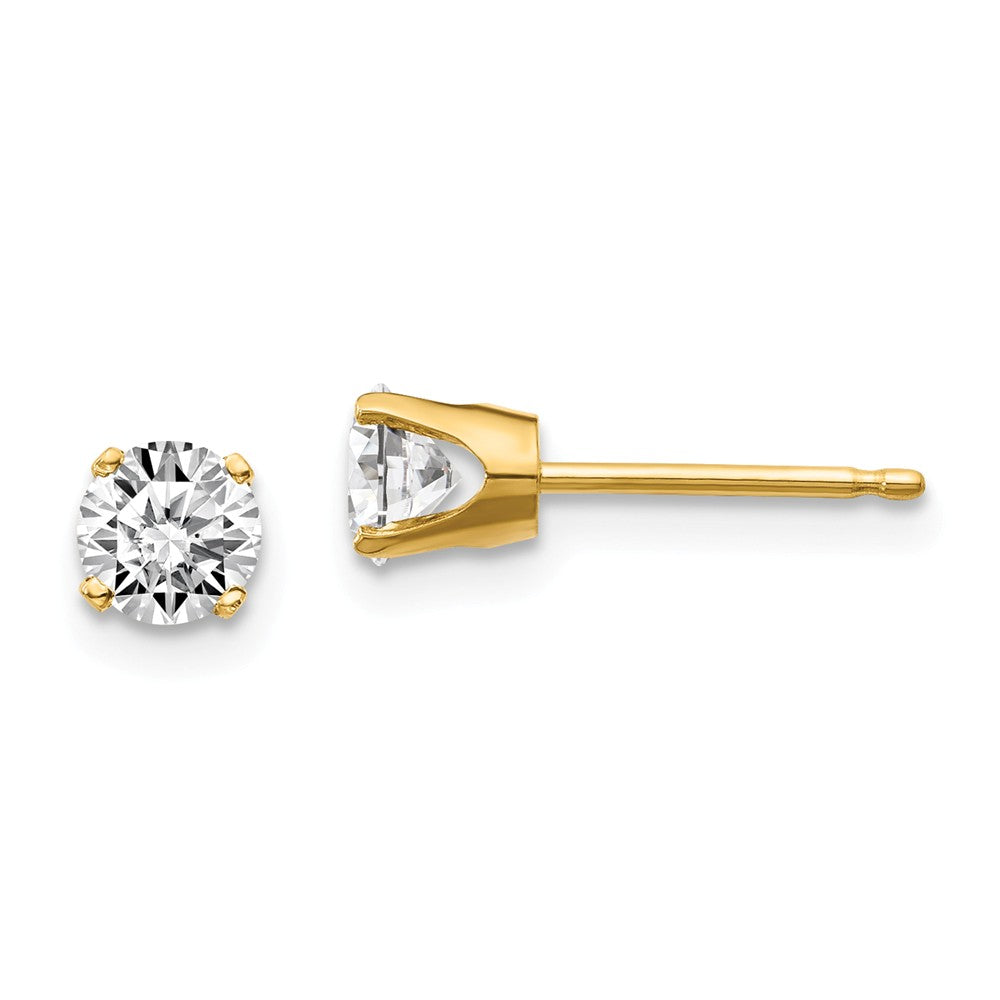 Million Charms 14k Yellow Gold .70ct. I2 K-L Diamond Stud Push-on Post Earrings, 4.4mm x 4.4mm