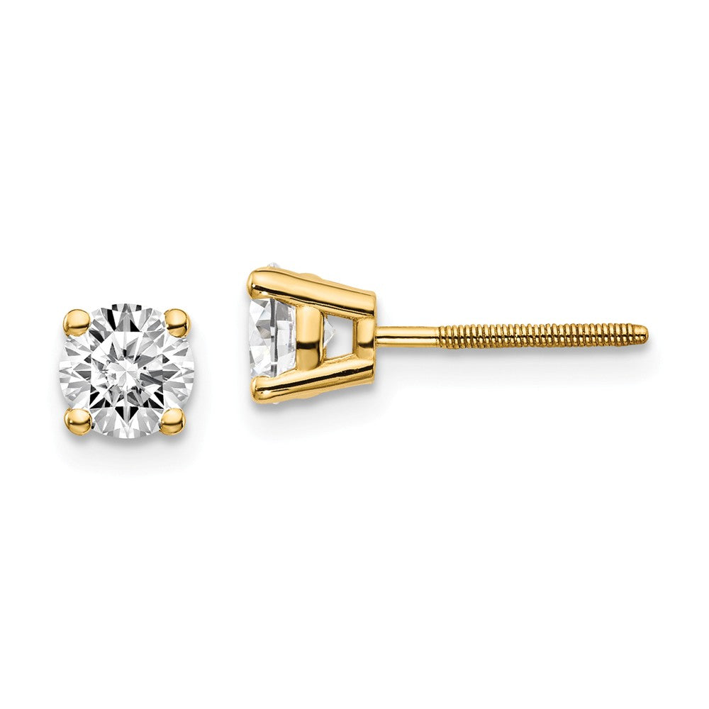 Million Charms 14k Yellow Gold .85ct. SI3 G-I Diamond Stud Thread on/off Post Earrings, 4.6mm x 4.6mm