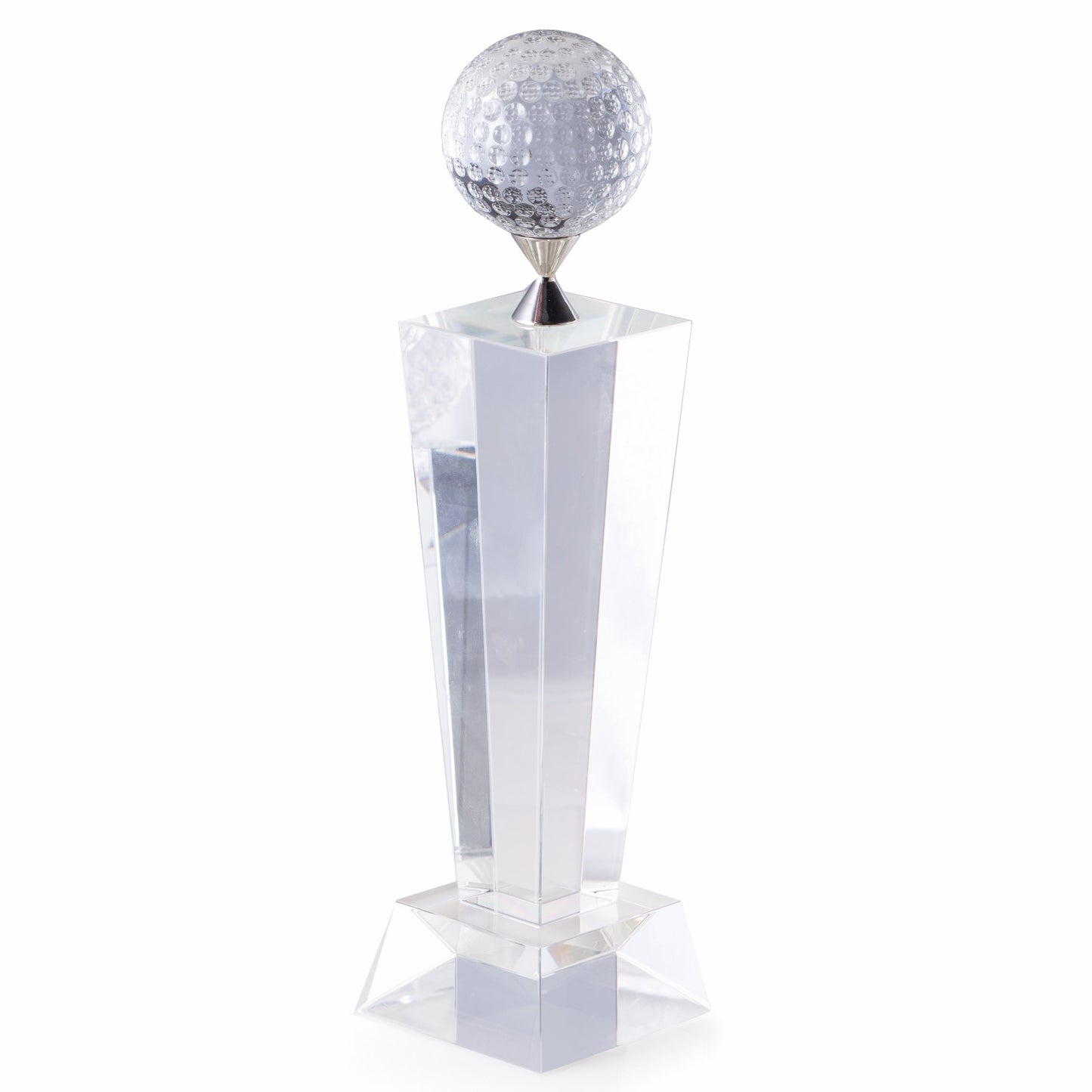 Occasion Gallery Clear Color Crystal 11 1/2" Fairway Trophy with Crystal Golf Ball. 2.5 L x 2.75 W x 12 H in.