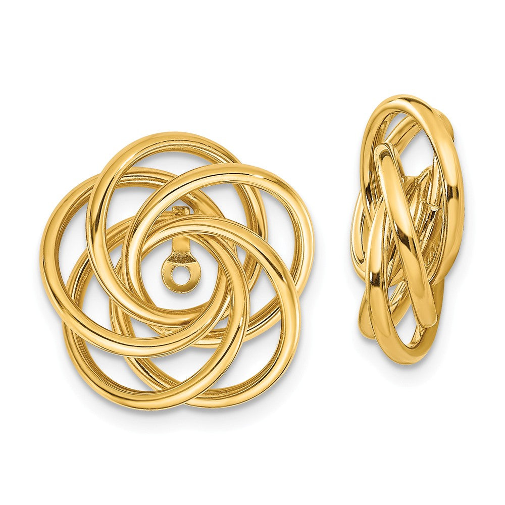 Million Charms 14k Yellow Gold Polished Love Knot Earring Jackets, 17mm x 15mm