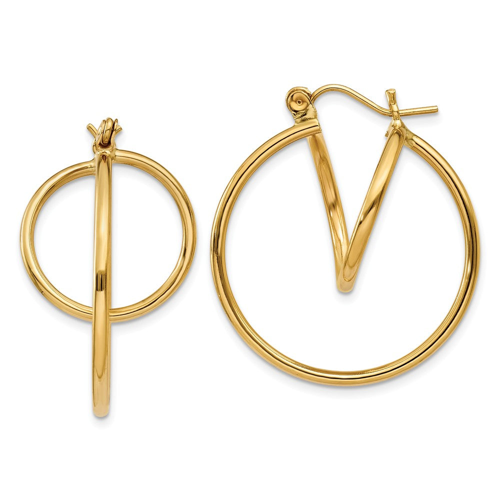 Million Charms 14k Yellow Gold Fashion Circle Hoop Earrings, 24mm x 18mm