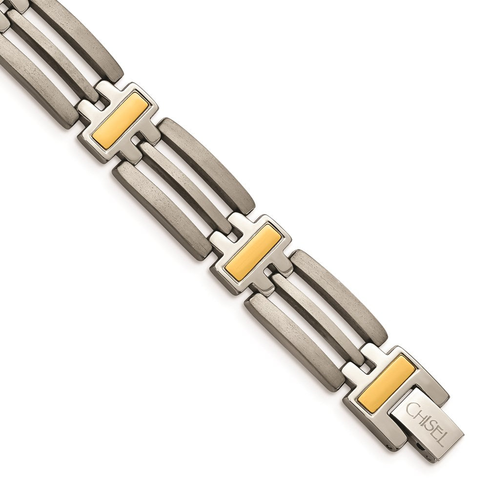 Chisel Brand Jewelry, Titanium Yellow IP-Plated 8.5in Men's Bracelet