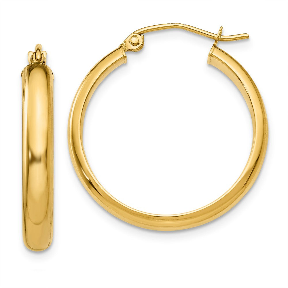 Million Charms 14k Yellow Gold Round Tube Hoop Earrings, 21mm x 3.75mm