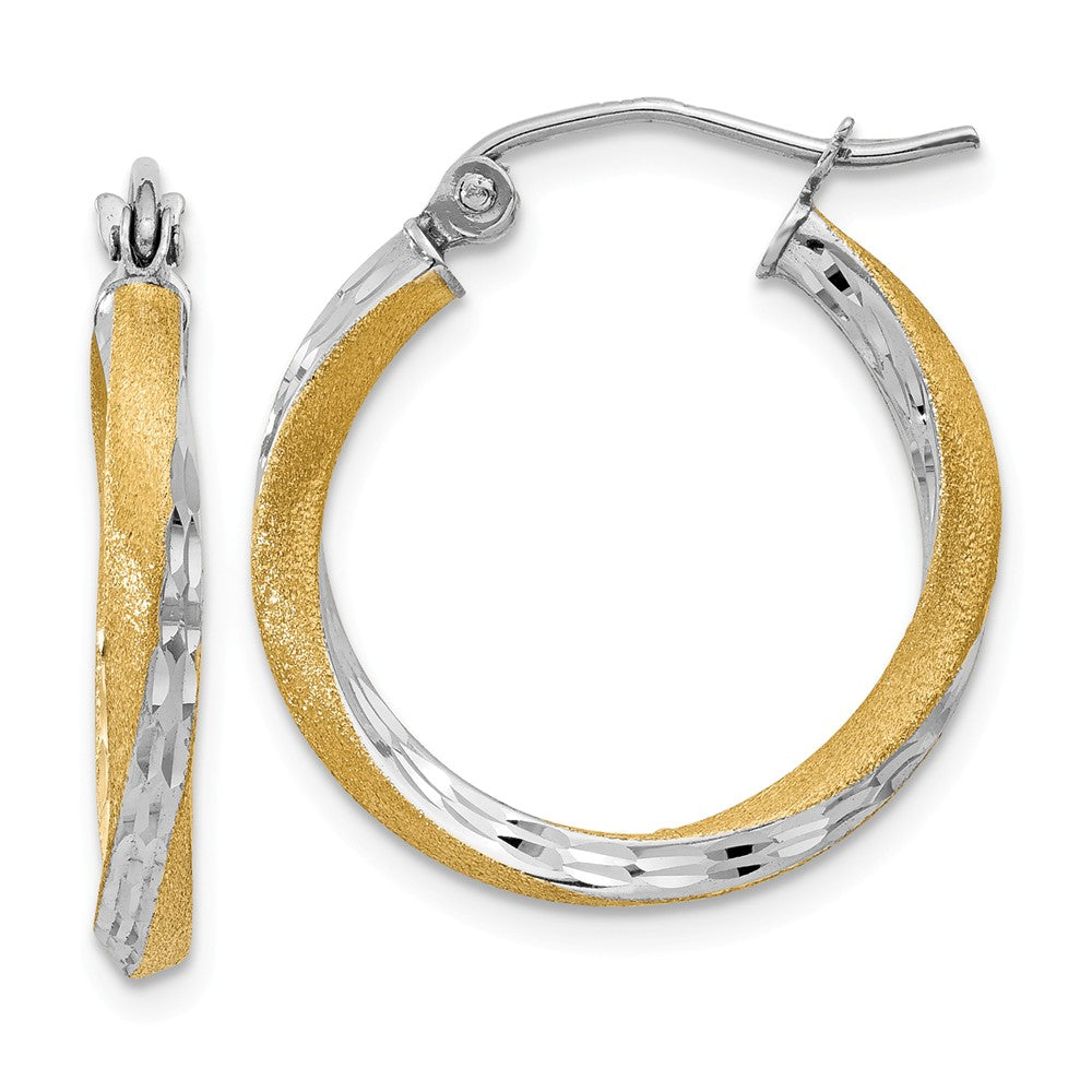 Million Charms 14k & Rhodium Diamond-cut 2.5mm Twisted Hoop Earrings, 20mm x 2.5mm