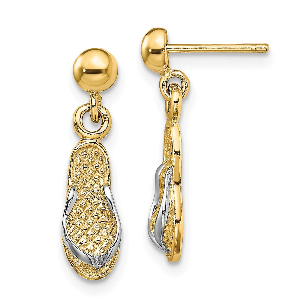 Million Charms 14k & Rhodium Flip Flop Leverback Earrings, 20mm x 5mm