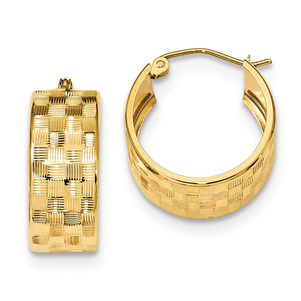Million Charms 14k Yellow Gold Diamond-Cut Hoop Earrings, 19.31mm x 17.73mm
