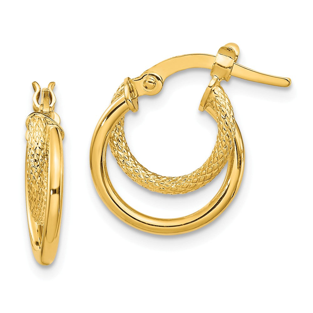 Million Charms 14k Yellow Gold Polished & Diamond-Cut Hinged Hoop Earrings, 15.7mm x 13.2mm
