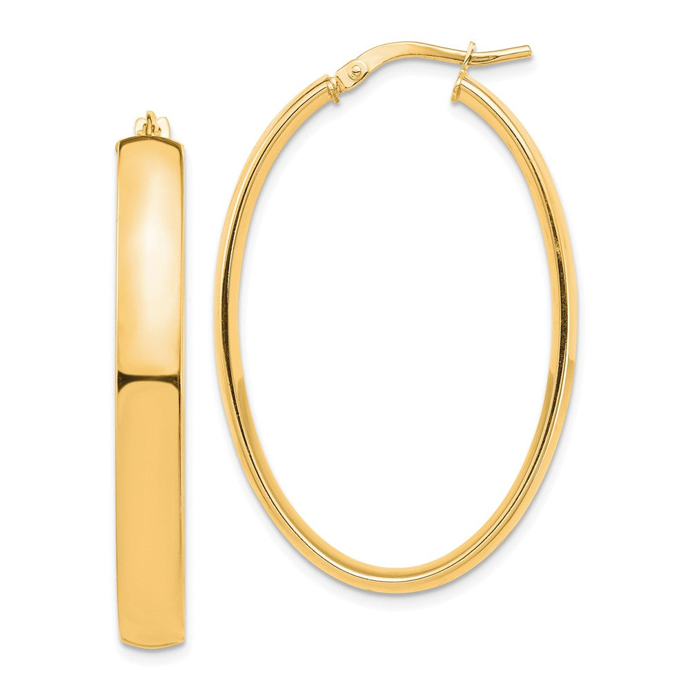 Million Charms 14k Yellow Gold High Polished 5mm Oval Hoop Earrings, 40.08mm x 26.23mm