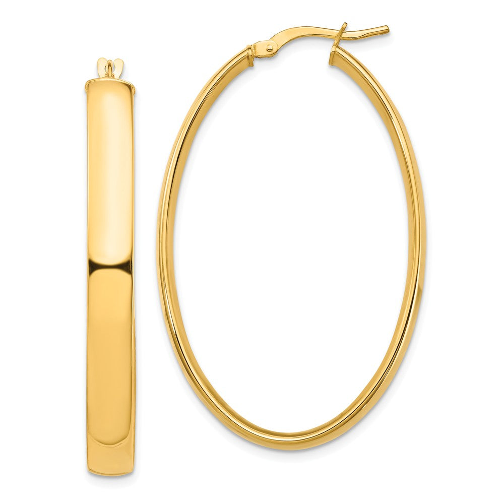 Million Charms 14k Yellow Gold High Polished 5mm Oval Hoop Earrings, 44.33mm x 27.41mm