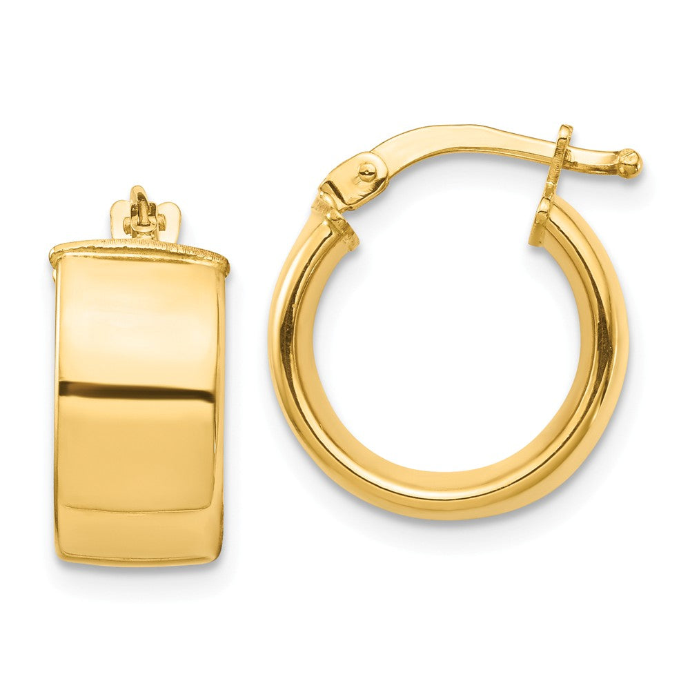 Million Charms 14k Yellow Gold High Polished 7mm Hoop Earrings, 15.34mm x 14mm