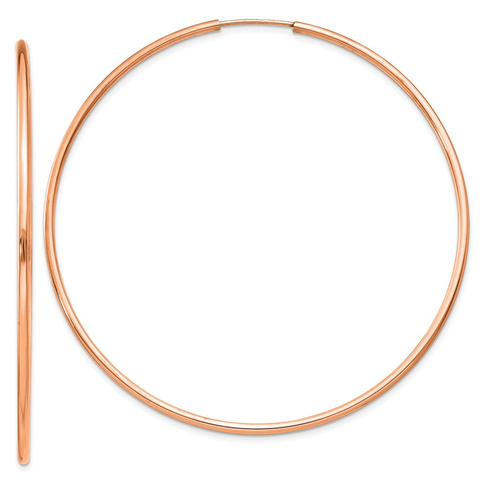 Million Charms 14k Rose Gold 1.5mm Polished Endless Hoop Earrings, 57.5mm x 58mm