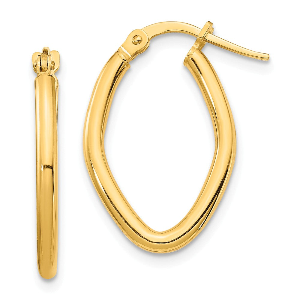 Million Charms 14k Yellow Gold Small 2mm Oval Hoop Earrings, 21.13mm x 13.7mm