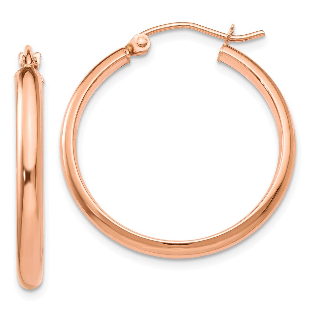 Million Charms 14k Rose Gold Hoop Earrings, 25mm x 2.75mm