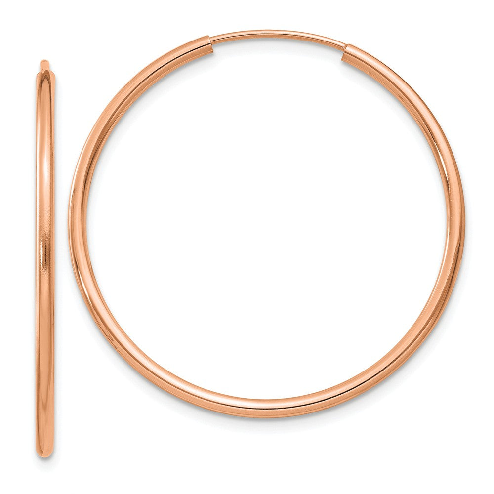 Million Charms 14k Rose Gold Polished Endless Tube Hoop Earrings, 33mm x 33mm