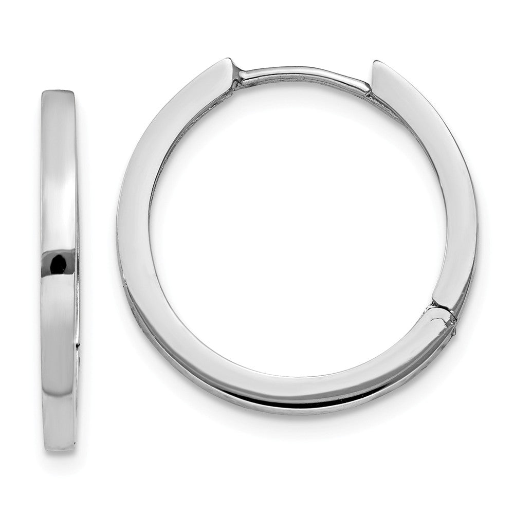 Million Charms 14K White Gold Hinged Hoop Earrings, 13mm x 2mm