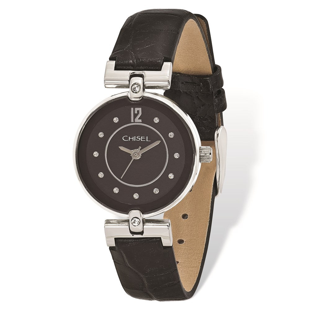 Fashion Watches, Ladies' Chisel Black Dial Black Leather Watch