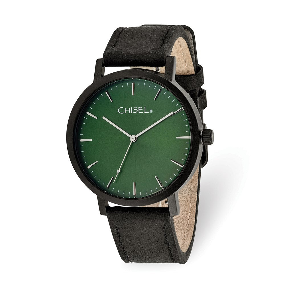 Fashion Watches, Chisel Matte Black IP-plated Green Dial Watch